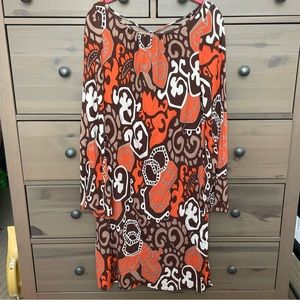 Milly of New York Flare Sleeve Tie Back Psychedelic Print Silk Dress Size Medium